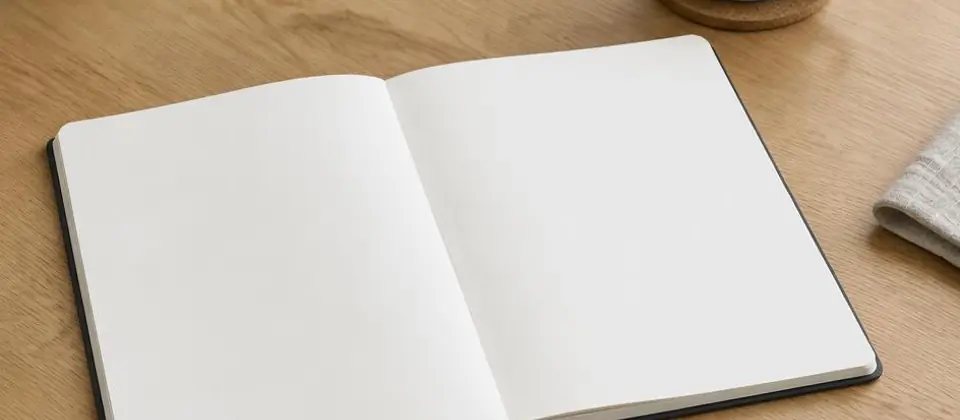 Open notitieboek op een keukentafel bij daglicht